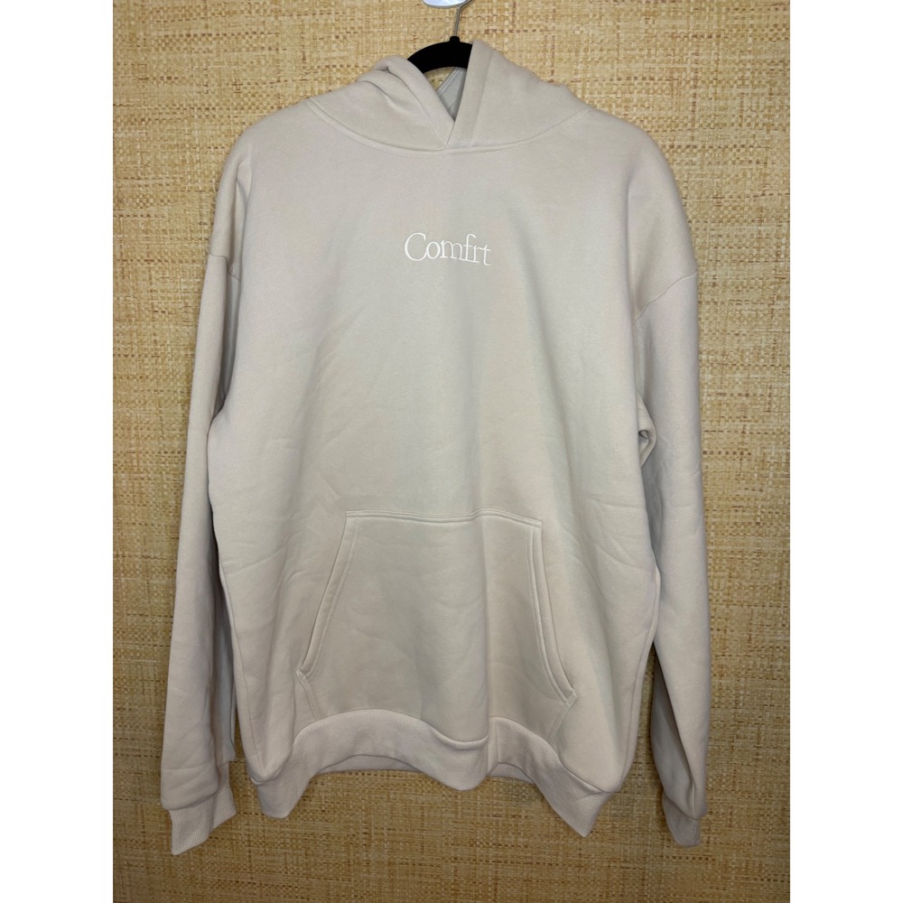 Comfrt Cloud Hoodie Sand Beige Embroidered Logo Oversized Pullover Mens L